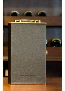 Hộp da xám đen 2 chai